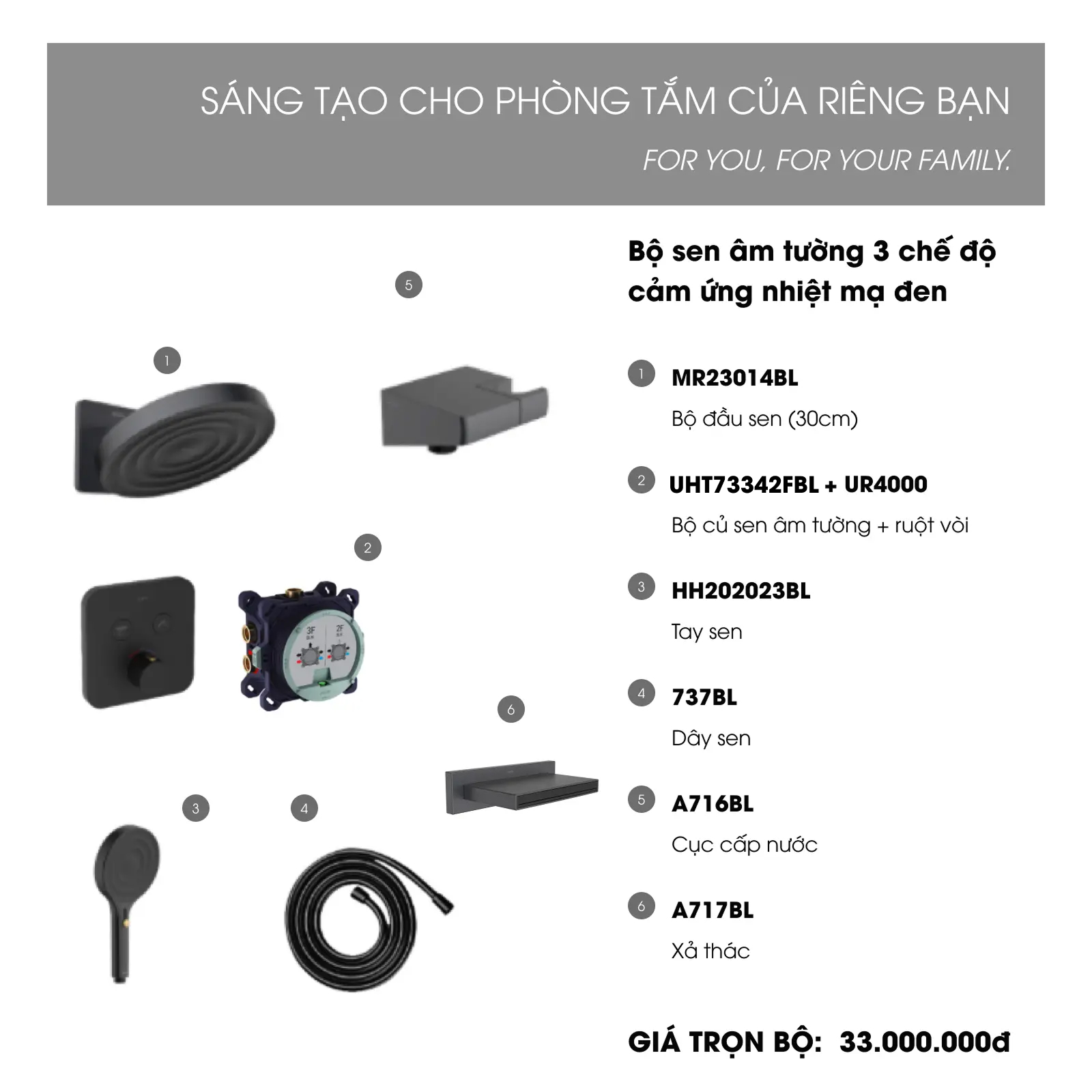 Sen tắm âm tường cảm ứng nhiệt UHT73342FBL