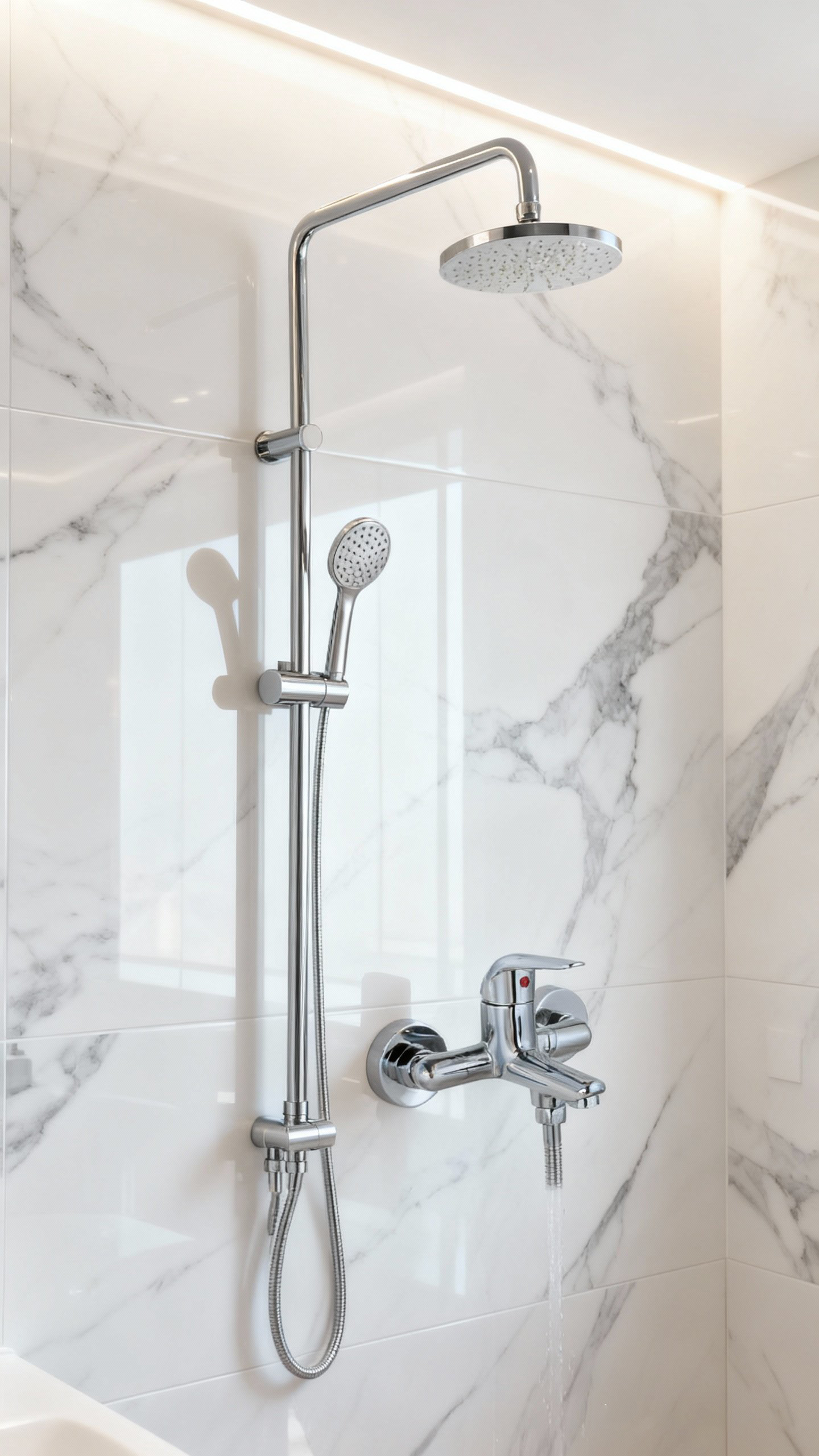 dreamina-2026-01-05-7846-Mount the chrome shower set from the ref...